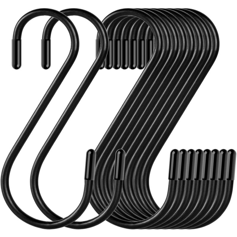 Lightique 30 Pack S Hooks, 3.54 In Matte Black Heavy Duty Metal S Hooks Can with Stand, Up to 33 lbs, For Kitchen, Office, Garden or Outdoor, Hanging Plants, Clothes, Pots, Pans, Cups, Bags, Jewelry, Towels - Image 1